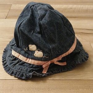 Gymboree Winter Berries Denim Mice Hat  Pink Ribbon Ruffles Size 6-12 Months (I)
